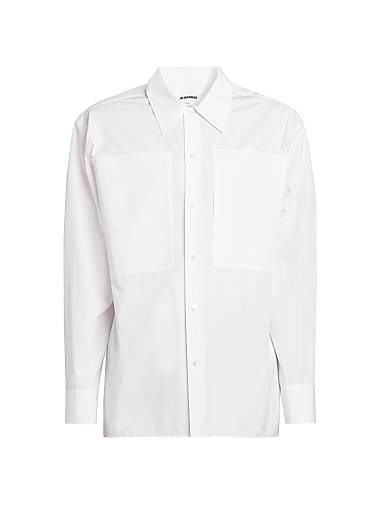 Jil Sander Рубашка-поло Tuesday A.M. из 100% хлопка с воротником-стоечкой и длинными рукавами, Италия 11021168