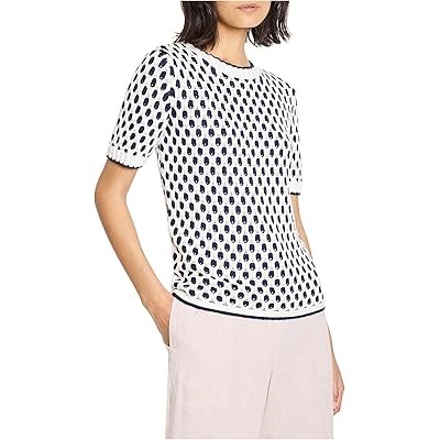 Свитер-топ с геометрическим трехмерным узором от Nic+Zoe, 73% хлопка, короткие рукава 11038999