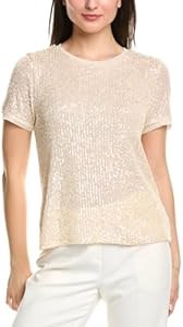 Футболка с коротким рукавом из сетчатого материала с пайетками и тройной сеткой Anne Klein, 95% полиэстер, 5% эластан 11044851