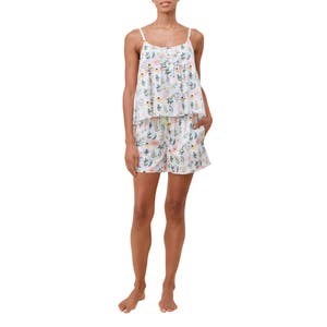 Papinelle Короткая пижама Delphine из хлопкового сатина с цветочным принтом, 100% хлопок, регулируемые бретели 10045366