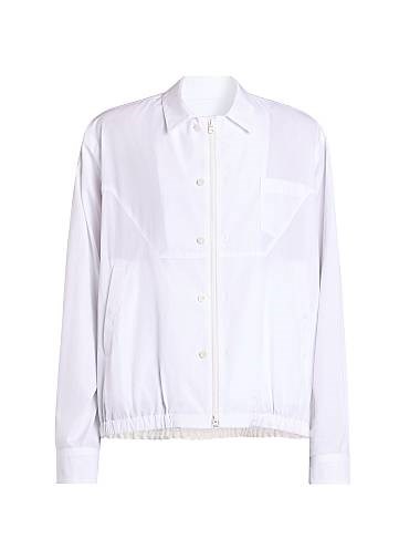 Куртка из хлопкового поплина Sacai с застежкой на молнии и нагрудным накладным карманом 11031021