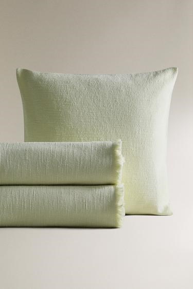 Zara Home Текстурированное хлопковое покрывало с бахромой по краям 11037740