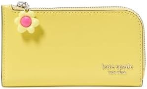 Kate Spade New York Стильный женский кошелек из сафьяновой кожи с цветочным декором на молнии, небольшой, желтый 11098324
