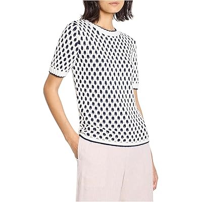 Футболка с фигурным вырезом Geo Tuck Stitch от Nic+Zoe: приталенный силуэт, выполнена из 73% хлопка, 21% полиэстера и 6% вискозы 11038980