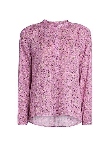 Топ Maria Isabel Marant из хлопка с декоративным принтом, длинными рукавами и отложным воротником 11009120