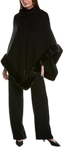 Женское пончо-кейп с меховой отделкой от Anne Klein, 49% вискоза, 30% полиэстер, 21% нейлон 11104666