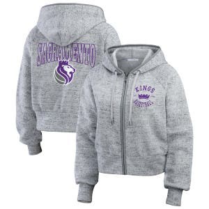 Короткое молодёжное худи с капюшоном и принтом Sacramento Kings на полной застёжке от WEAR by Erin Andrews 10044885