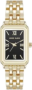 Anne Klein Женские наручные часы с браслетом, матовый черный циферблат, золотые стрелки и метки 11097130