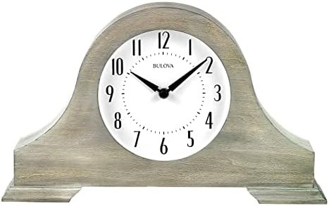 Bulova Настенные часы в форме тамбура с теплым серым покрытием, звуковым сигналом и элементами винтажного декора 11081675