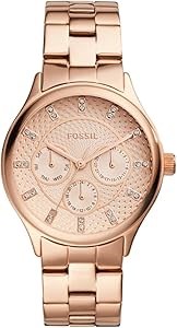 Fossil Многофункциональные наручные часы из нержавеющей стали с розовым золотым покрытием, корпус 36 мм, водонепроницаемость до 50 м 11064992
