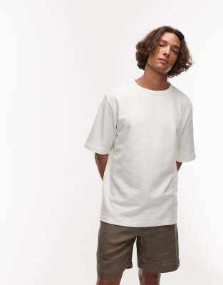 Оверсайз футболка Arket из мягкого букле с круглой горловиной и спущенными плечами 10041148