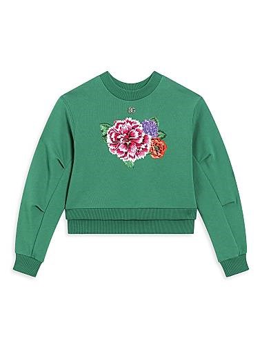 Молодежный свитшот с цветочным принтом Dolce &amp, Gabbana, круглый вырез и длинные рукава, 100% хлопок, Италия 11022454