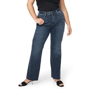 Джинсы Warp+Weft с завышенной талией и необработанными краями, прямого кроя, 99% хлопок 10044641