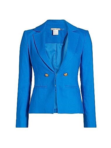 Приталенный блейзер из льняной смеси от Alice + Olivia с декоративными металлическими пуговицами Mya 11010509