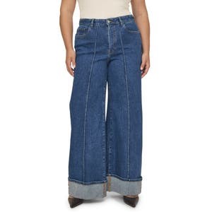 Warp+Weft Джинсы с высокой талией и широкими штанинами NCE, 99% хлопок, 1% спандекс, стиль relaxed 10045893