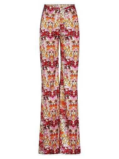 Широкие брюки Andie от Silvia Tcherassi из абстрактного эластичного шелка с высокой талией, 94% шелк 11020498