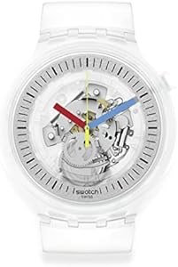 Swatch Универсальные часы CLEARLY BOLD с прозрачным 47 мм корпусом, силиконовым ремешком и водонепроницаемостью до 30 метров 11044183