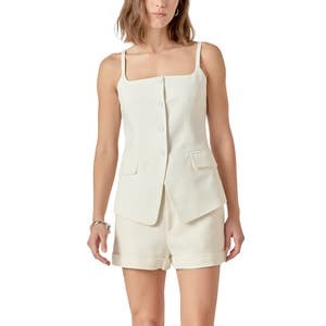 Жилет English Factory с глубоким вырезом, тонкими бретелями и декоративными карманами 10045486