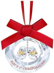 Swarovski Орнамент из прозрачного кристалла с крошечными детскими ботиночками и золотыми кристаллическими сердцами, 2016 год 11046395