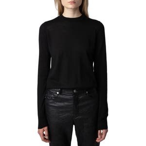 Zadig &amp, Voltaire Свитер Emma из мягкой мериносовой шерсти с круглым вырезом, рифлёными краями и длинными рукавами 10043055