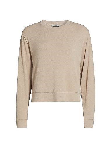 Расслабленный стретчевый лонгслив Vince с округлым вырезом, 60% полиэстер 11031223