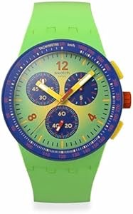 Swatch Унисекс повседневные водонепроницаемые часы из био-материалов (30 метров), круглые, 42 мм, зеленого цвета 11050496