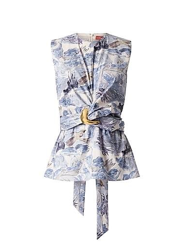 Безрукавный топ Tizzy от Altuzarra с классическим воротником и пряжкой, 98% хлопок, Италия 11027887