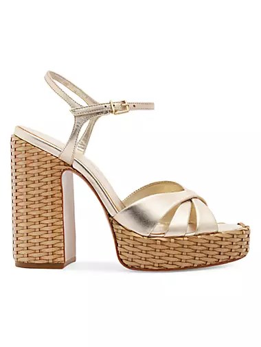 Сандалии Schutz Keefa на плетёной платформе высотой 133 мм с кожаным верхом 10043484