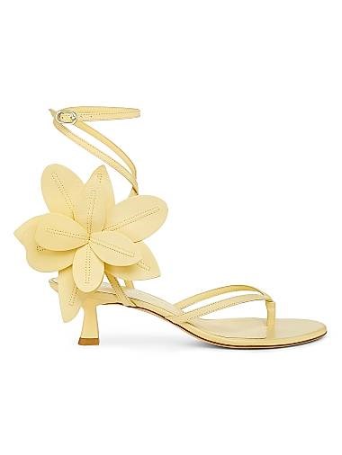 Кожаные сандалии Paradise 50MM с открытым носком и цветочными аппликациями от Stuart Weitzman 11027934