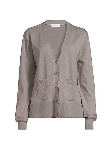 Кардиган с V-образным вырезом из стретч-хлопка от Majestic Filatures, 80% хлопок, Италия 11034699