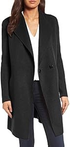 Пальто Kenneth Cole New York с двойной лицевой шерстью и длинными трикотажными рукавами - Черный - L 11071306