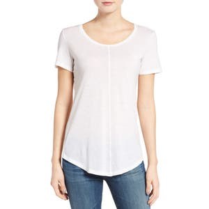 Ag Футболка из хлопка и кашемира с круглым вырезом, короткими рукавами и закругленным подолом 10045040