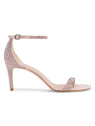 Stuart Weitzman Кожаные сандалии Nudist Shine 75MM с кристаллическим декором и открытым носком 11022876