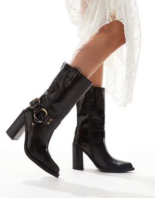 Кожаные ботинки с высоким каблуком в вестерн-стиле Bronx Mya Mae, цвет кофе 11035131