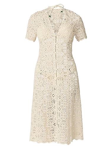 Кружевное хлопковое платье-кардиган с короткими рукавами и V-образным вырезом от Shoshanna Tropez 11026480