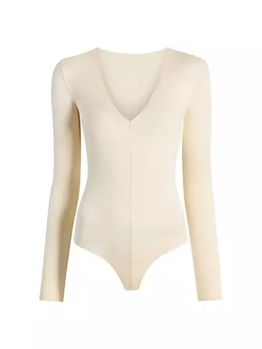 Commando Боди Prima Ballet с длинными рукавами и глубоким V-образным вырезом, 52% нейлон, 42% хлопок, 6% эластан 10043727