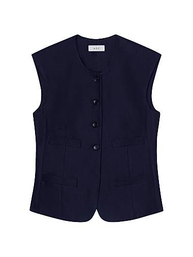 Женский жилет с круглым вырезом и застежкой на пуговицы от A.L.C., модель Georgie Boxy, без рукавов, 50% вискоза 10043439