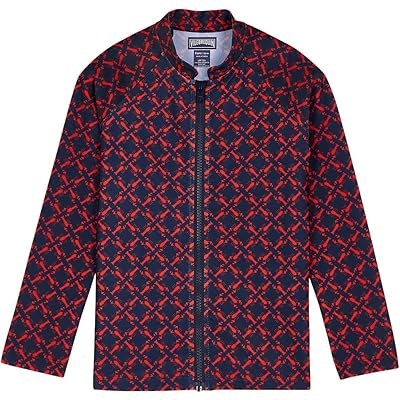 Мужской лонгслив Vilebrequin с пиксельным рисунком омара, изготовлен на минимум 20% из переработанных материалов, идеален для пляжных вечеринок 11034505