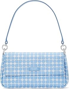 Kate Spade New York Голубая сумка из жаккардовой ткани с трансформируемым ремешком кроссбоди, изготовленная из 95% переработанного полиэстера 11073914