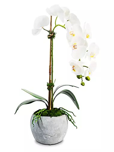 CocoBella Орхидея из шелка в керамическом горшке Victoria, реалистичная, высотой 35 см, идеальная для подарка 10045628