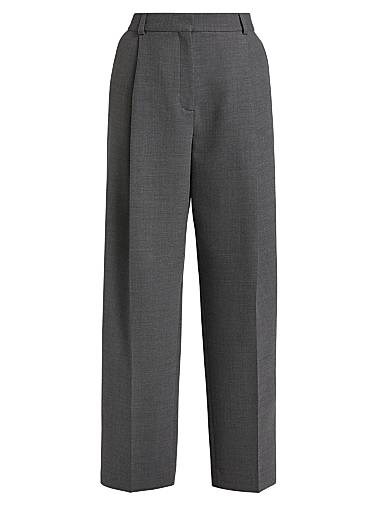 Брюки прямого кроя со складками Toteme с низкой талией и карманами, состав: 53% полиамид, 43% шерсть, 4% эластан 11021921