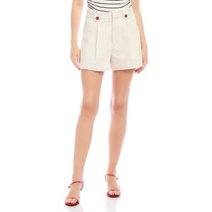 Fifteen Twenty Шорты Cassidy с защипами и высокой талией из легкого хлопка и льна, удобная посадка 10045454