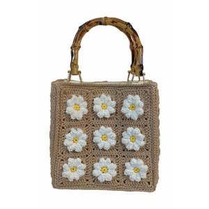 Jelavu Сумка Blossom из вязаного материала с вышивкой и бамбуковой ручкой 10045215