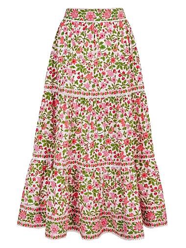Pink City Prints Макси юбка Jaal Fleur из 100% органического хлопка с кружевными вставками и карманами 10043813
