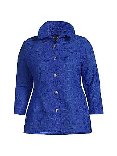 Жакет Plus от Ming Wang с вышивкой медальонов и стойкой на пуговицах из 100% полиэстера 11011799