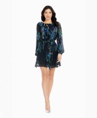 Платье Kirsi с металлическим блеском, длинными рукавами и широким декольте от Dress the Population 11071533