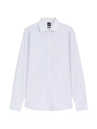 Рубашка с узким кроем из хлопкового поплина BECKHAM x BOSS с полустойким воротником 10044113