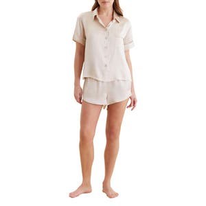 Короткие шелковые пижамы Audrey Mulberry Papinelle с утонченным дизайном и легким шелком 10046077