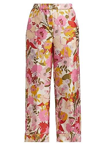 Женские шелковые брюки Leda с цветочным принтом от Max Mara, с эластичным поясом и боковыми карманами 11031180