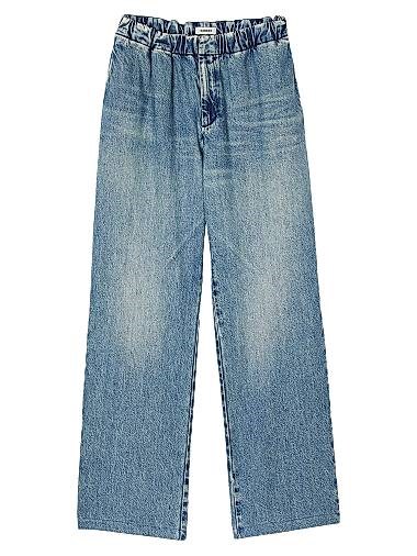 Джинсы Sandro с низкой талией и эффектом делаве из органического хлопка, с эластичным поясом и карманами 10043907